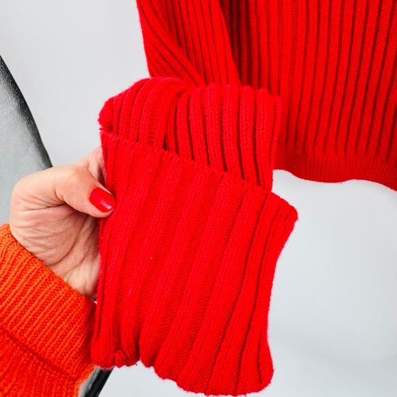Everlane The Organic Cotton Crew Ribbed Sweater Red Long Sleeve Size Small - Picture 7 of 8